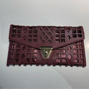 Akira Burgundy Clutch Purse with Chain strap